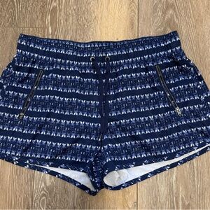 Athleta Navy Patterned Drawstring Athletic Shorts